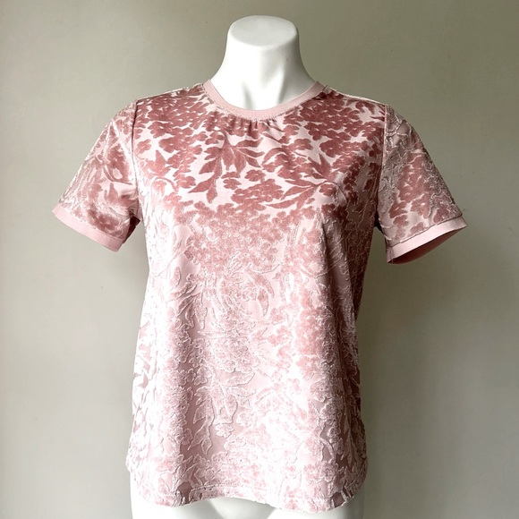 🌼 a . new day by Target Dusty Rose Crushed Velvet Floral Tee, S - Picture 1 of 6
